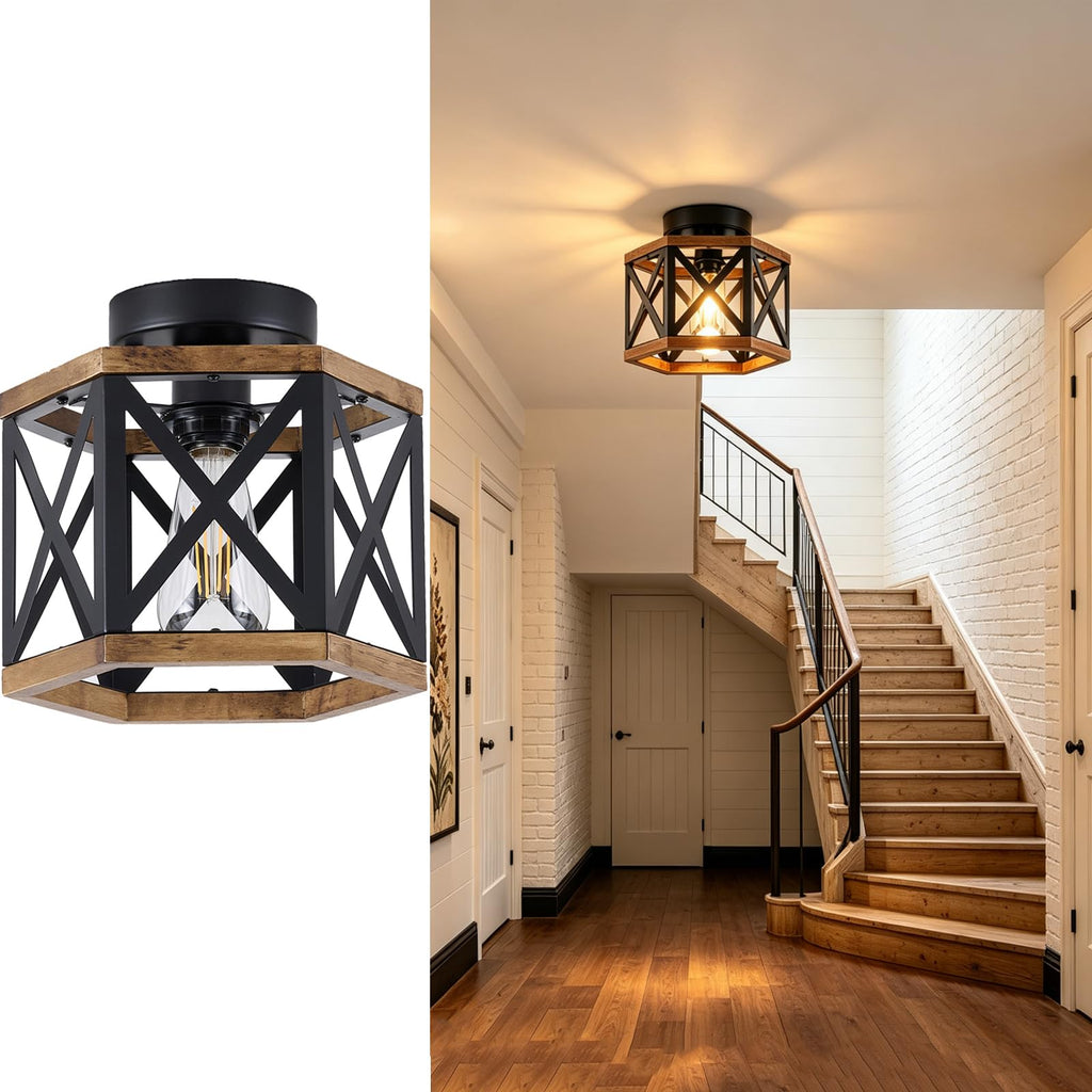 SGLfarmty Farmhouse Semi-Flush Mount Ceiling Light