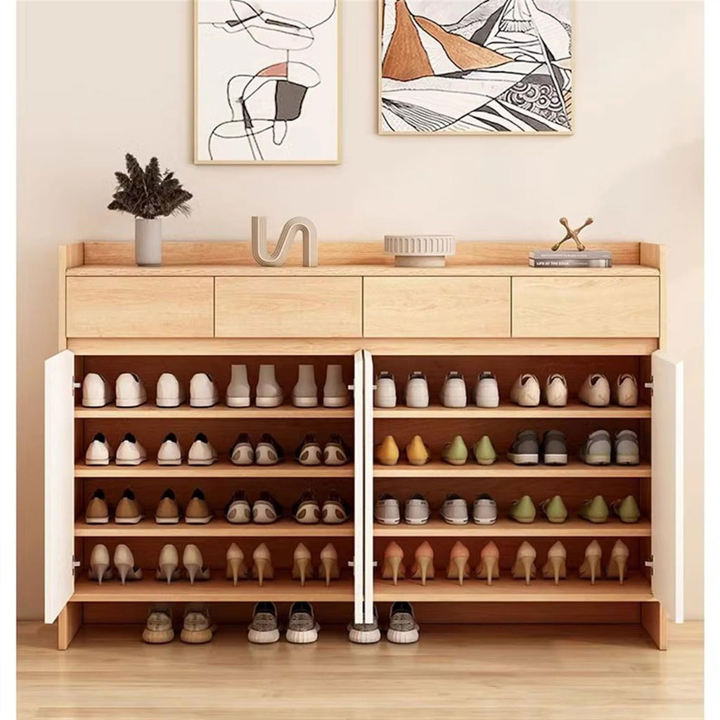Modern Solid Wood Entryway Shoe Cabinet with Storage