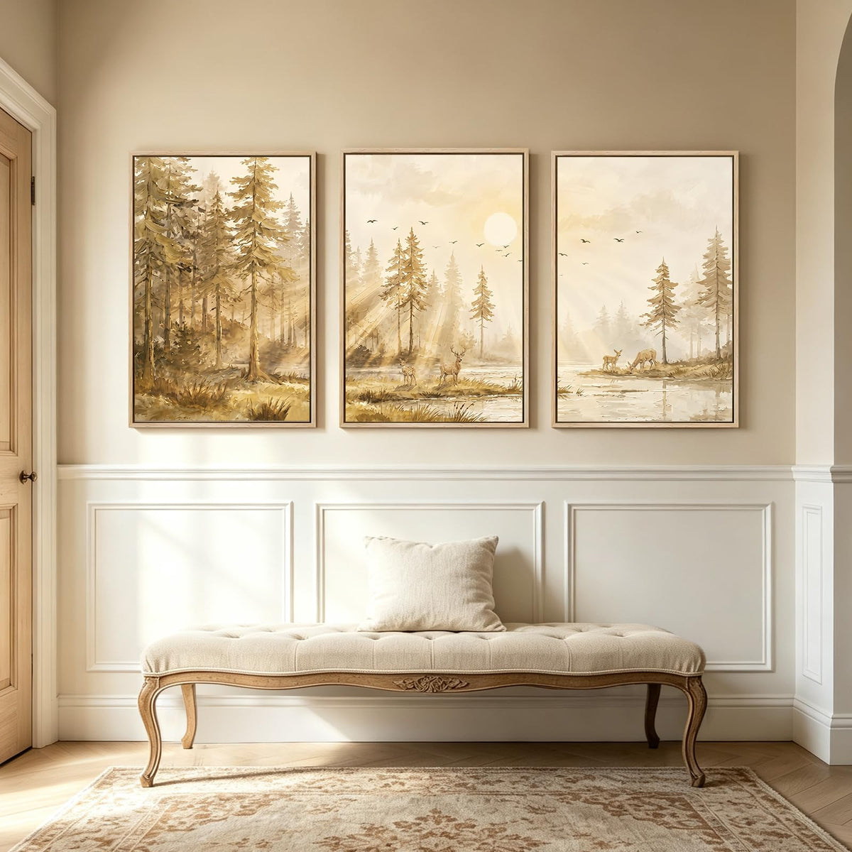 3-Piece Framed Minimalist Canvas Wall Art, 24 x 36 Inch