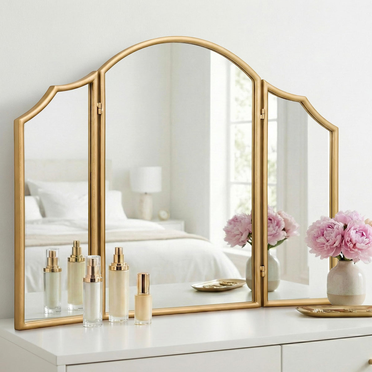 Besdomus Gold Metal Framed Decorative Vanity Wall Mirror