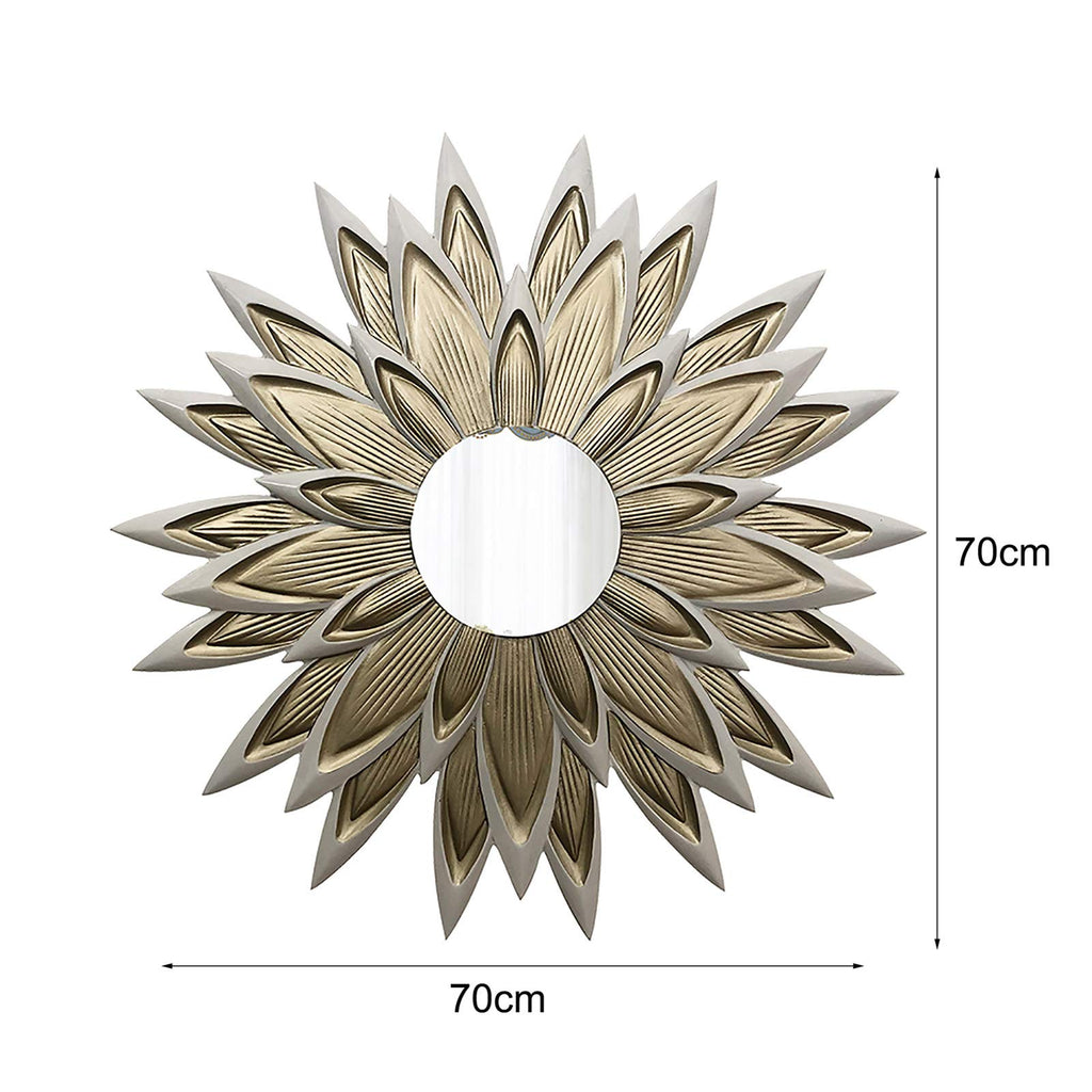 Flower-Shaped Decorative Metal Wall Mirror for Entryway