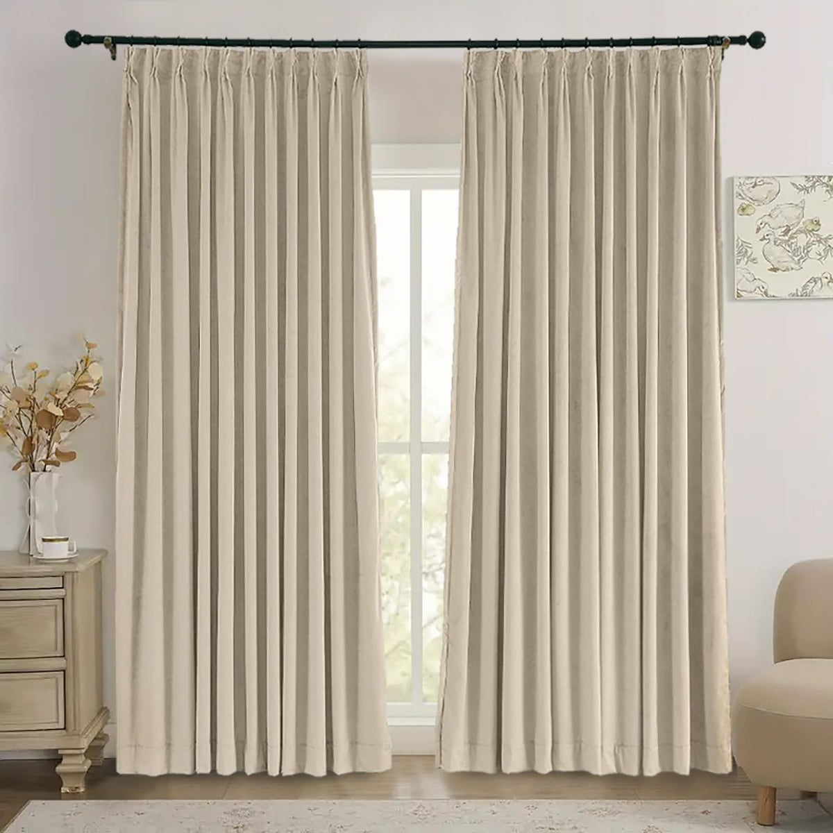 Gewvary Velvet Blackout Pinch Pleat Curtain Panel