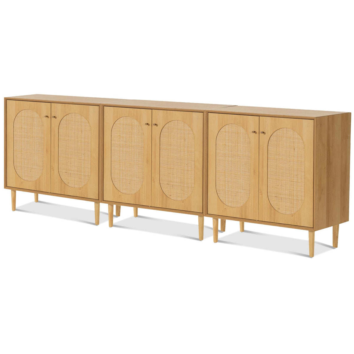 Boho Rattan Sideboard Cabinet with Adjustable Shelves