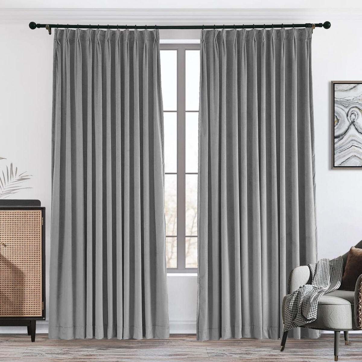 Gewvary Velvet Blackout Pinch Pleat Curtain Panel
