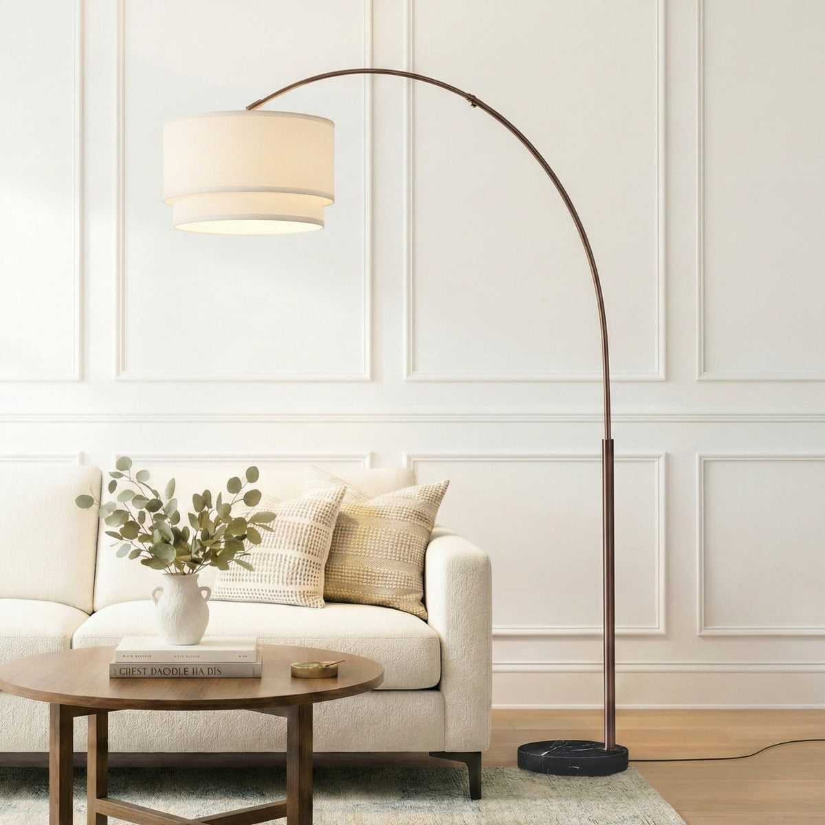Brightech Mason LED Arc Floor Lamp with Marble Base