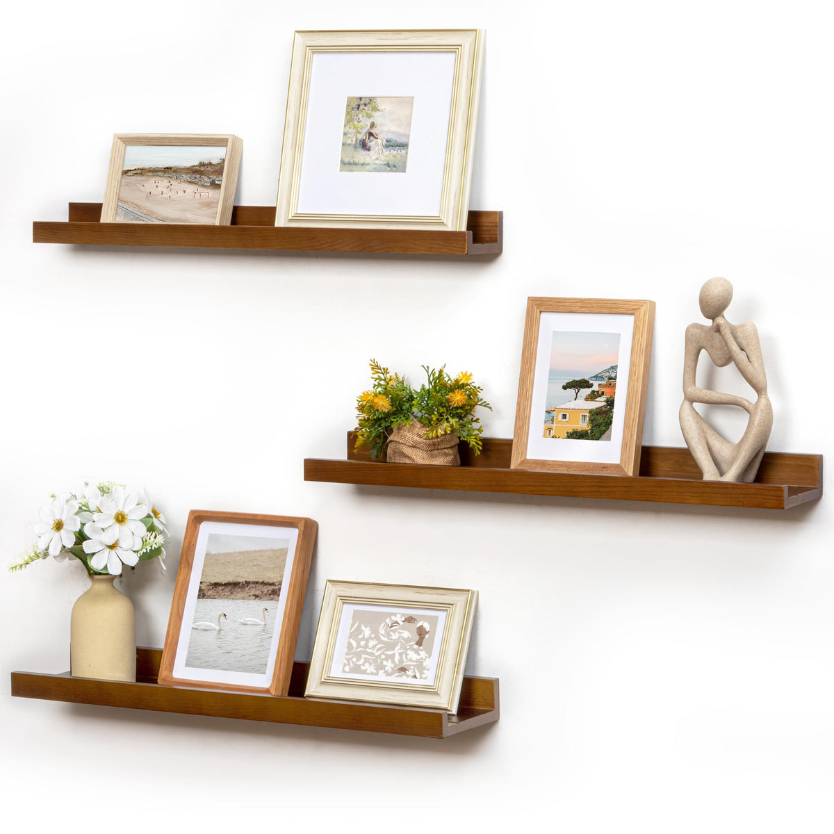 FLYJOE Solid Wood Picture Ledge Display Shelf