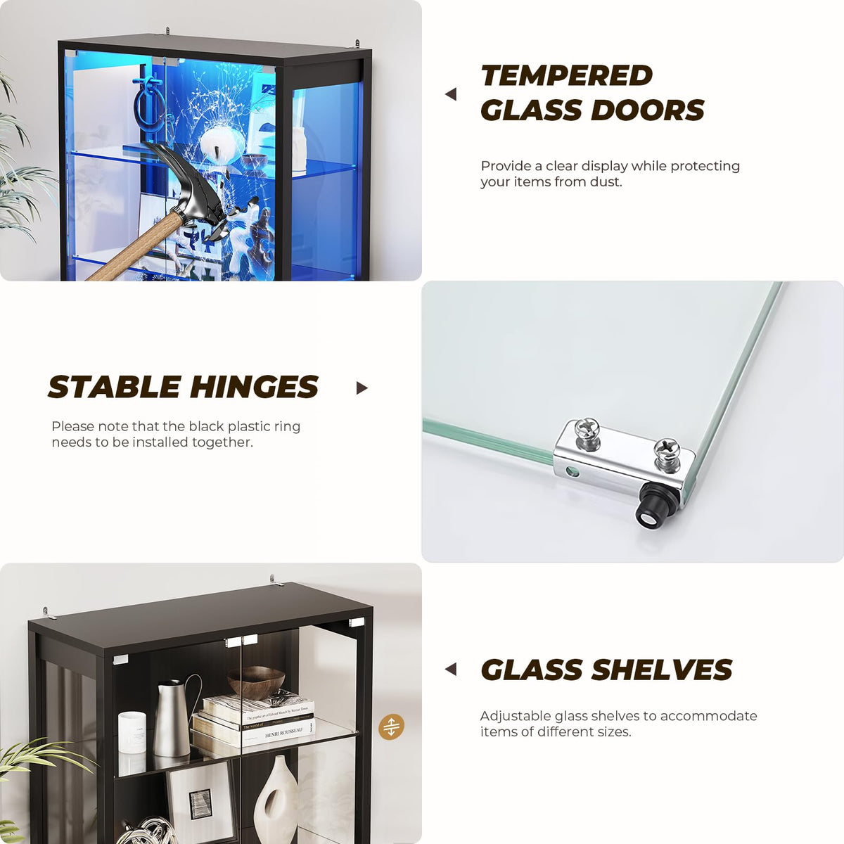 BROTTAR Glass-Door Display Cabinet with Storage Shelves