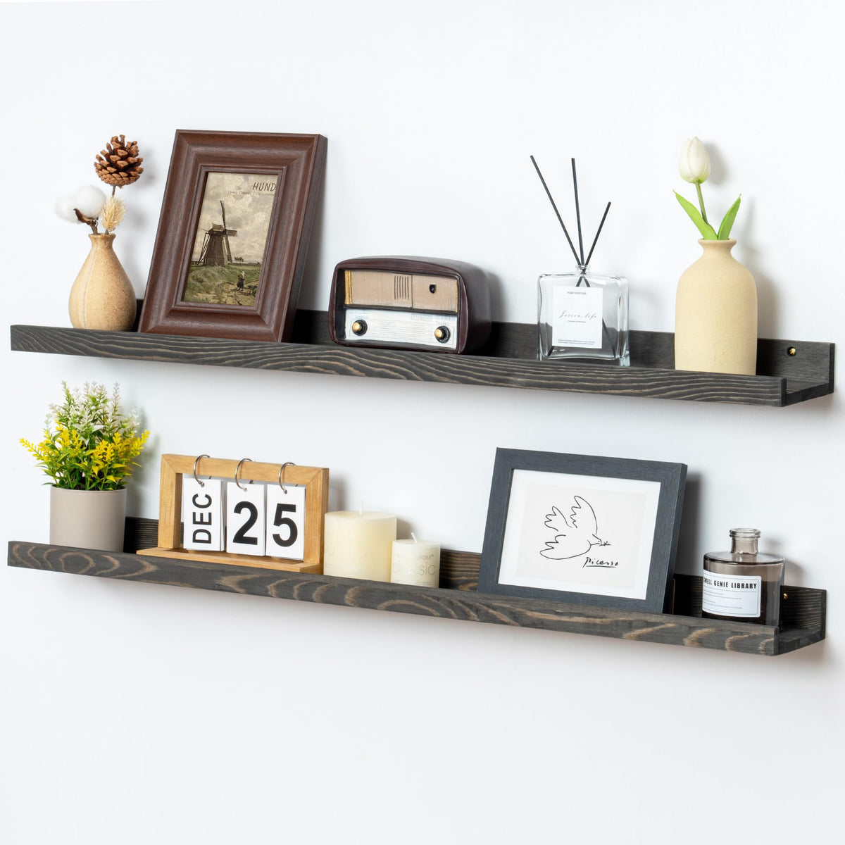 FLYJOE Solid Wood Picture Ledge Display Shelf