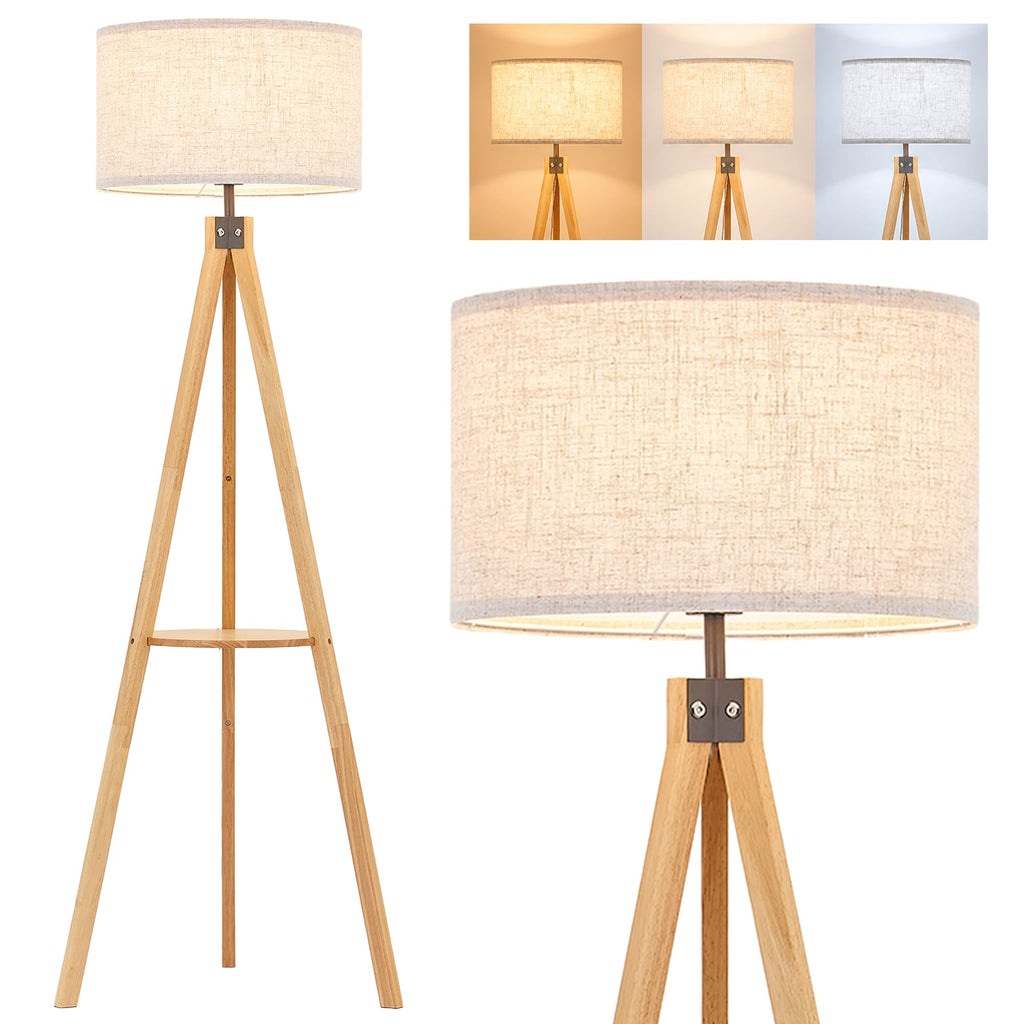 ELYONA Tripod Floor Lamp with Built-In Side Table