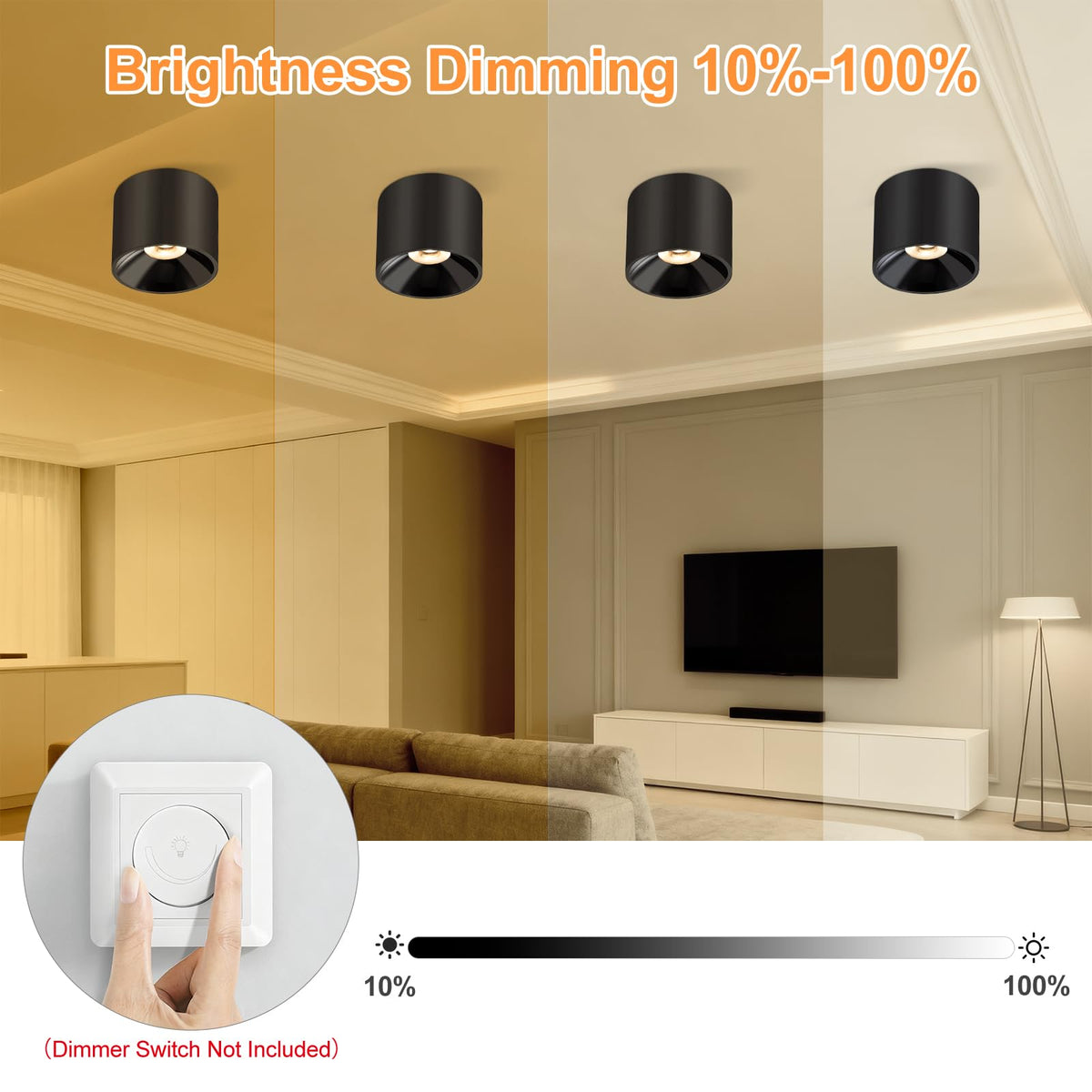 FNOESTY 4.7-Inch 15W Dimmable LED Flush Mount Ceiling Light
