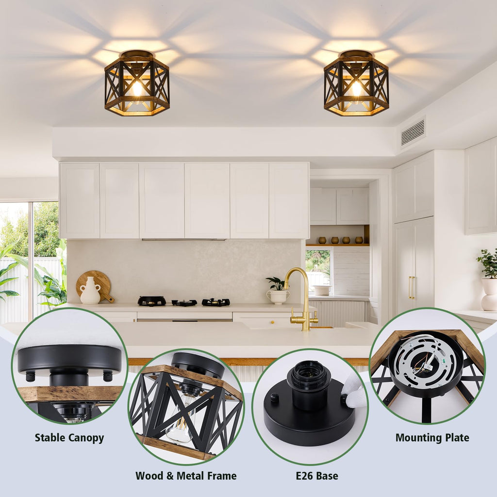 SGLfarmty Farmhouse Semi-Flush Mount Ceiling Light