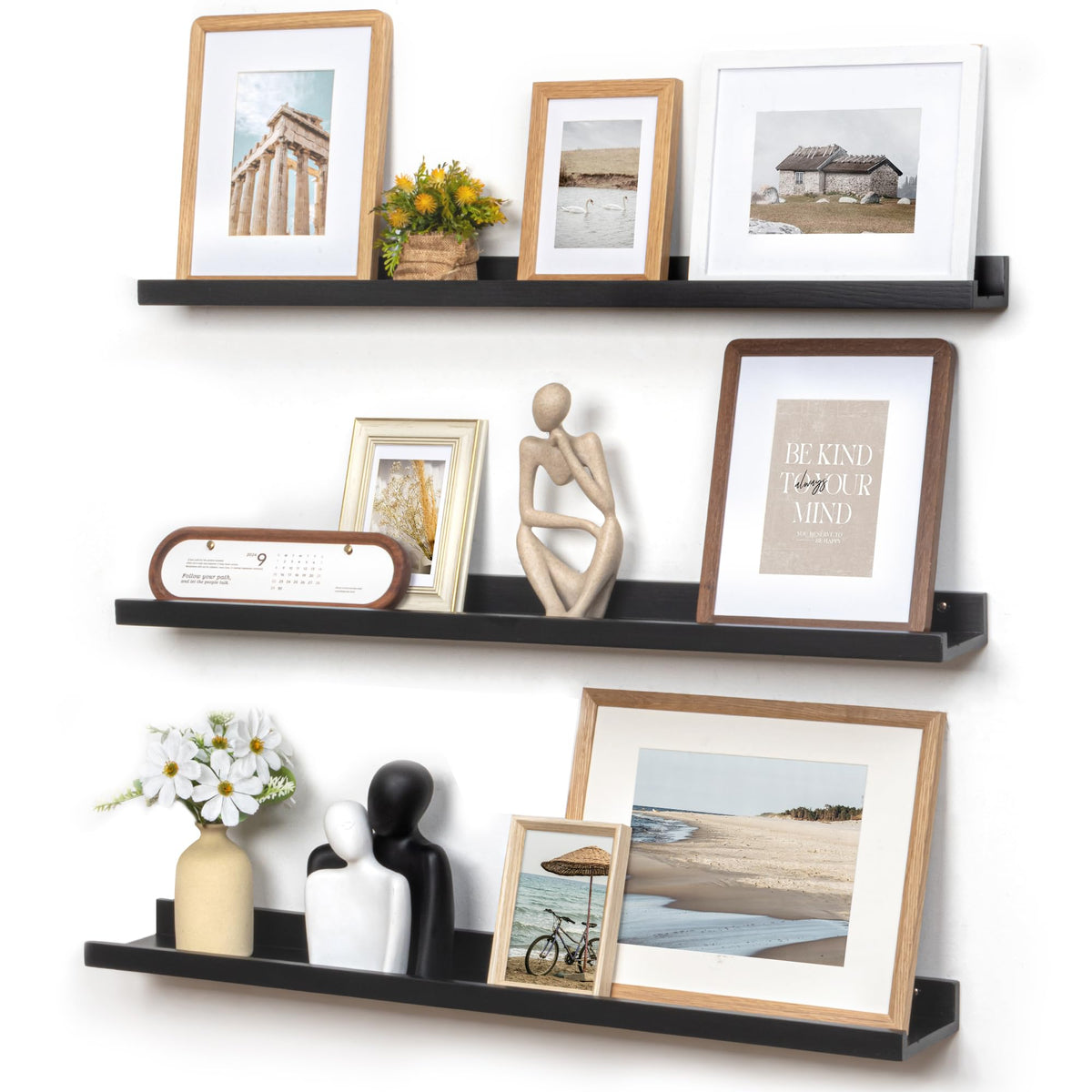 FLYJOE Solid Wood Picture Ledge Display Shelf