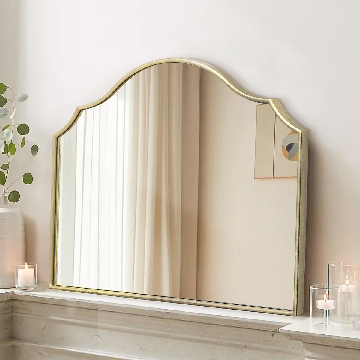 Besdomus Gold Metal Framed Decorative Vanity Wall Mirror