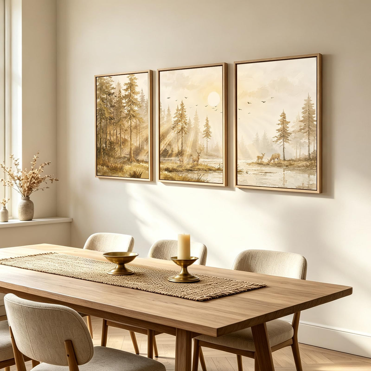 3-Piece Framed Minimalist Canvas Wall Art, 24 x 36 Inch