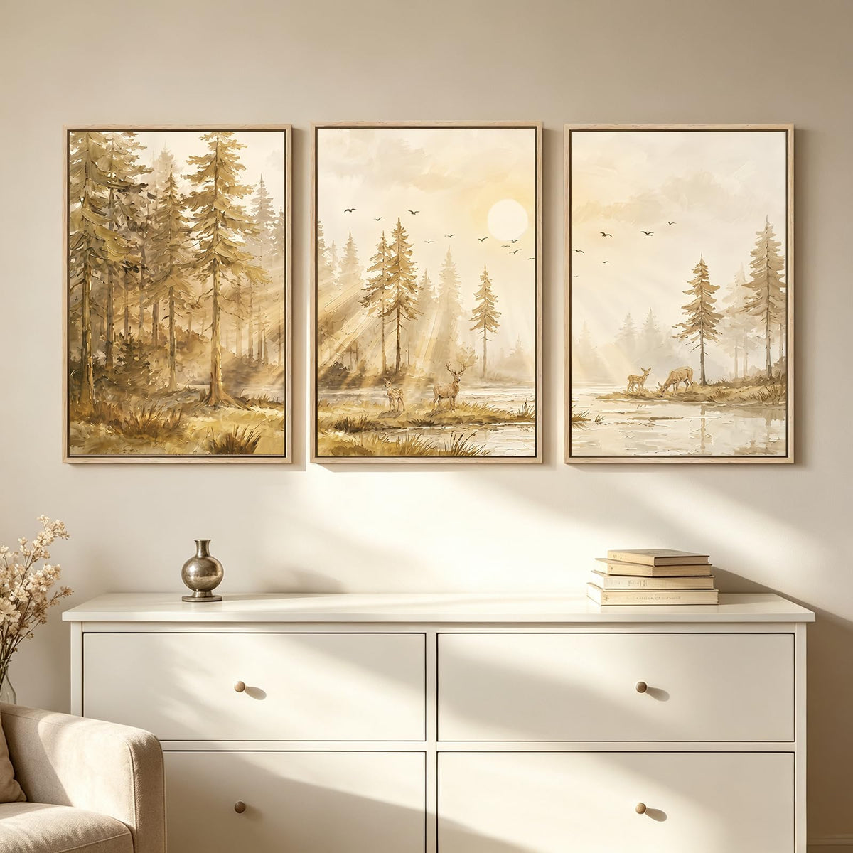 3-Piece Framed Minimalist Canvas Wall Art, 24 x 36 Inch