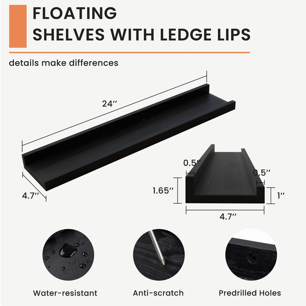 FLYJOE Solid Wood Picture Ledge Display Shelf