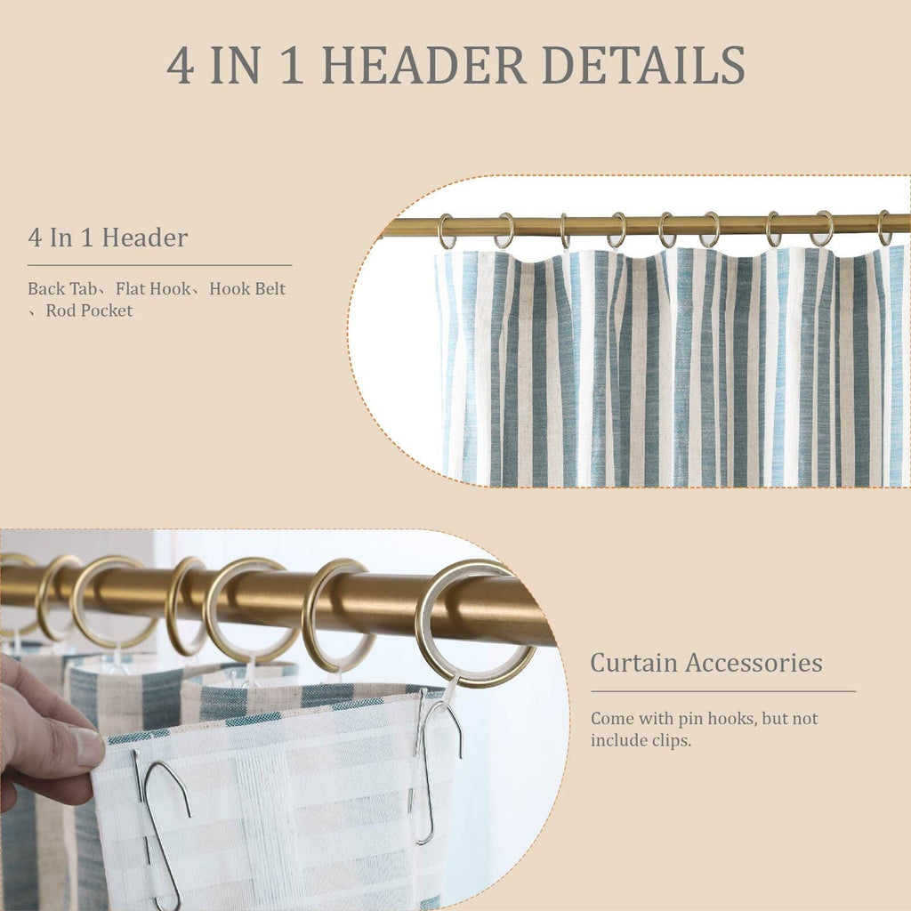 DotheDrape Striped Linen Light-Filtering Curtains, 2 Panels