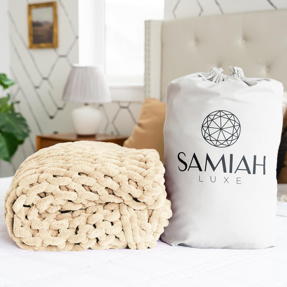 SAMIAH LUXE Chunky Chenille Knit Throw Blanket