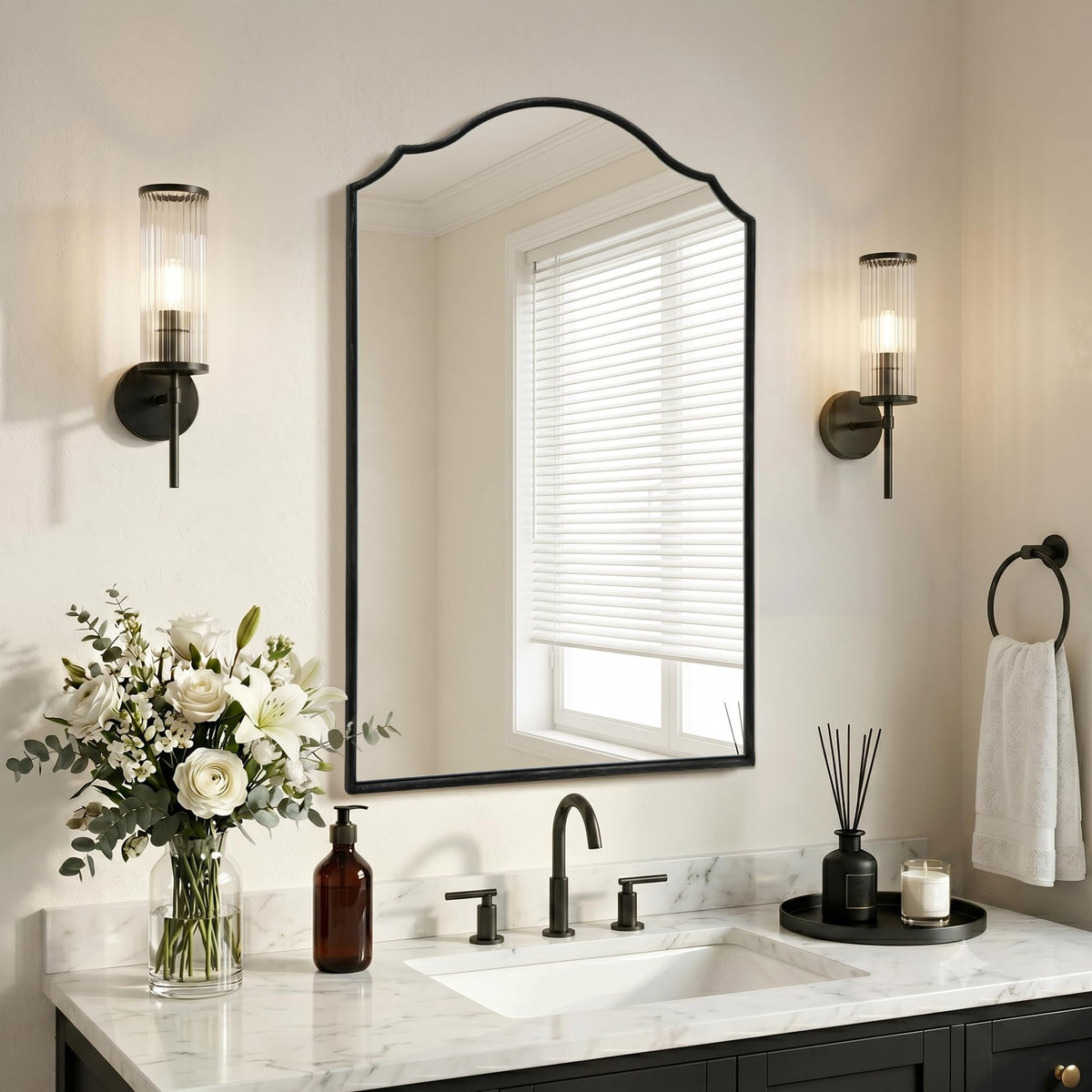 Besdomus Gold Metal Framed Decorative Vanity Wall Mirror