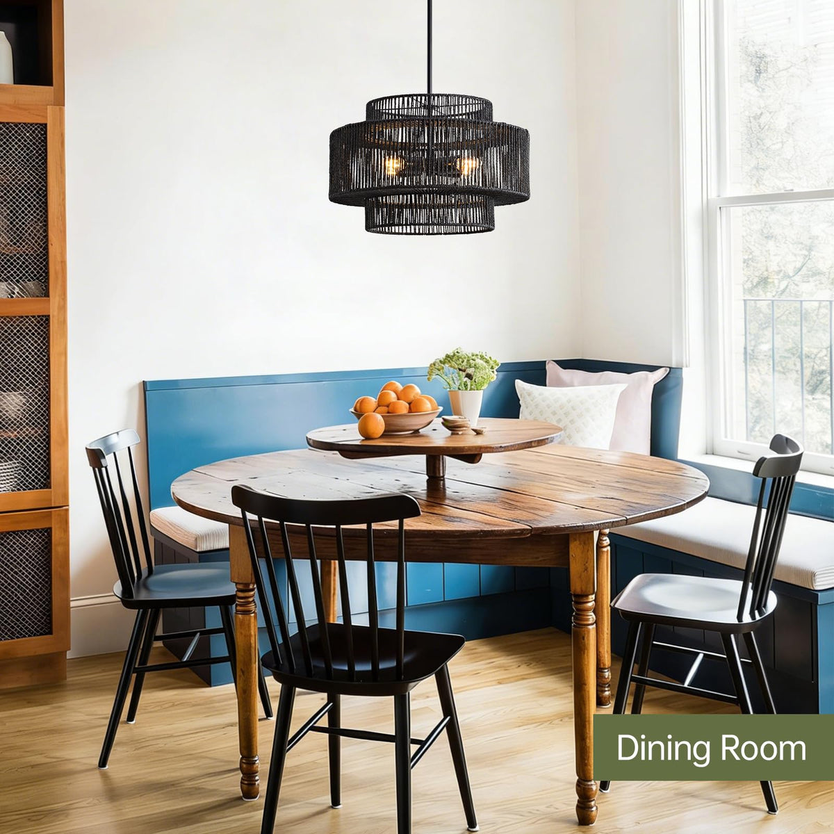 InterMaka Large Boho Rattan Chandelier Light Fixture