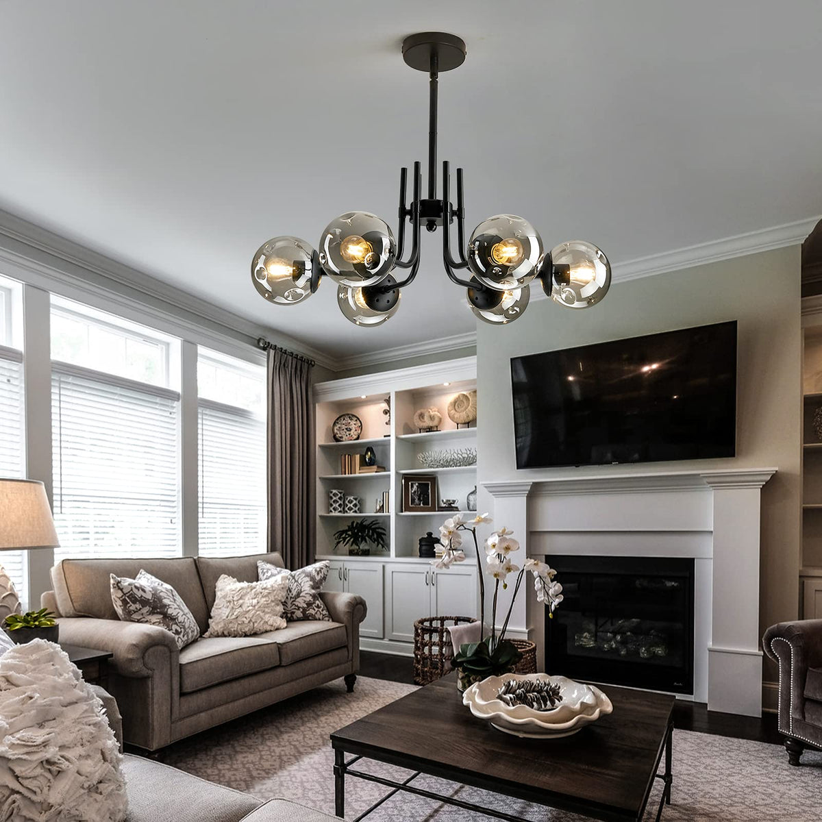 Modern Glass Globe Chandelier Ceiling Light Fixture