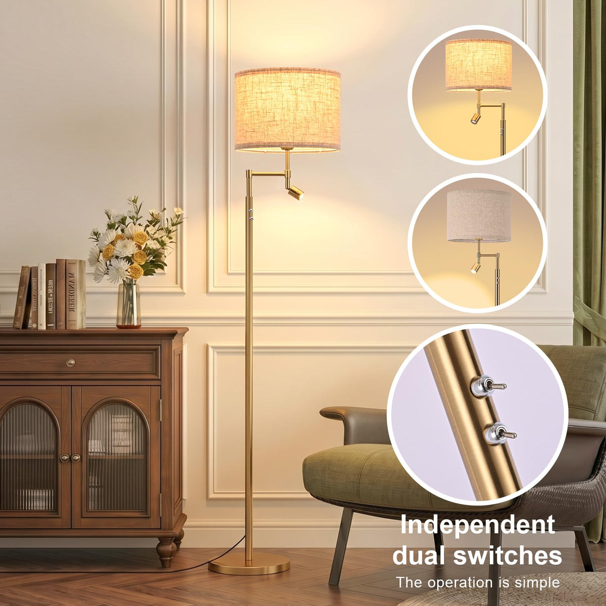 dujunlinghang Floor lamp with Small Spotlight
