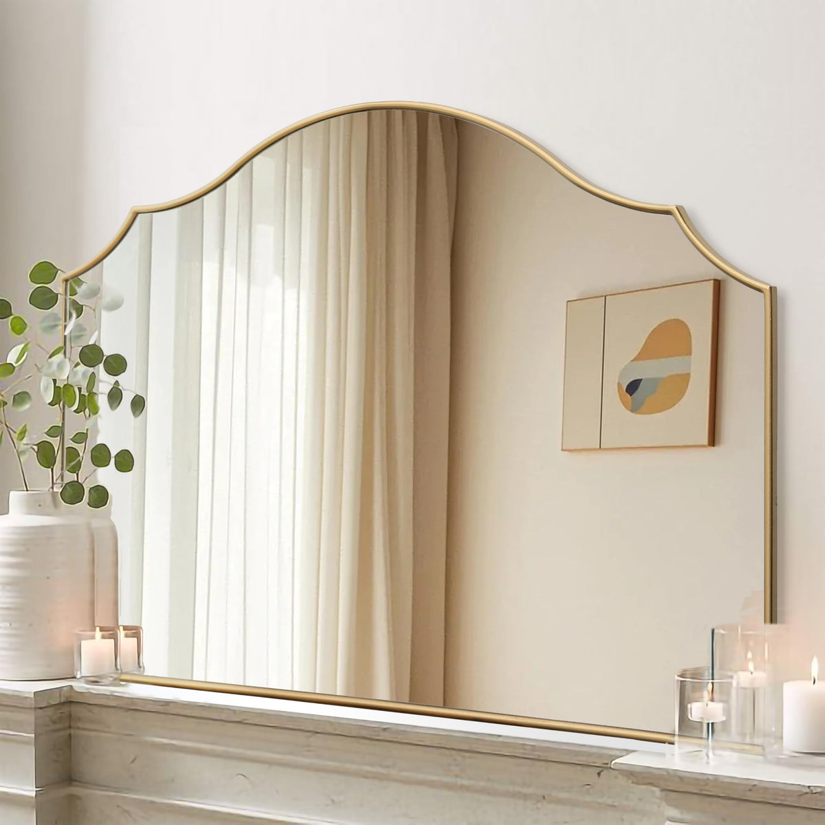 Besdomus Gold Metal Framed Decorative Vanity Wall Mirror