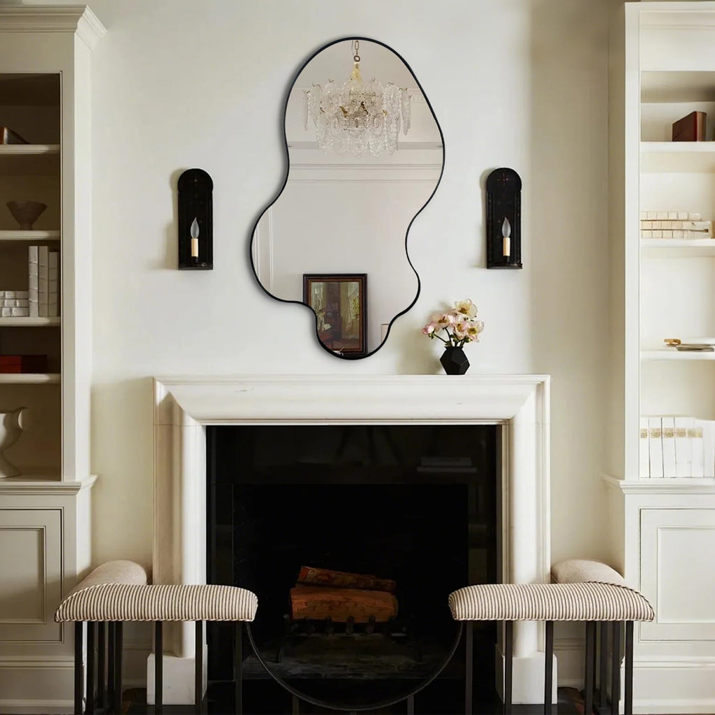 Flower-Shaped Decorative Metal Wall Mirror for Entryway