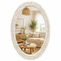 CAVINHOME Handwoven Corn Husk Decorative Wall Mirror