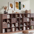 Wood Cube Storage Bookcase with Fabric Drawers & Bins