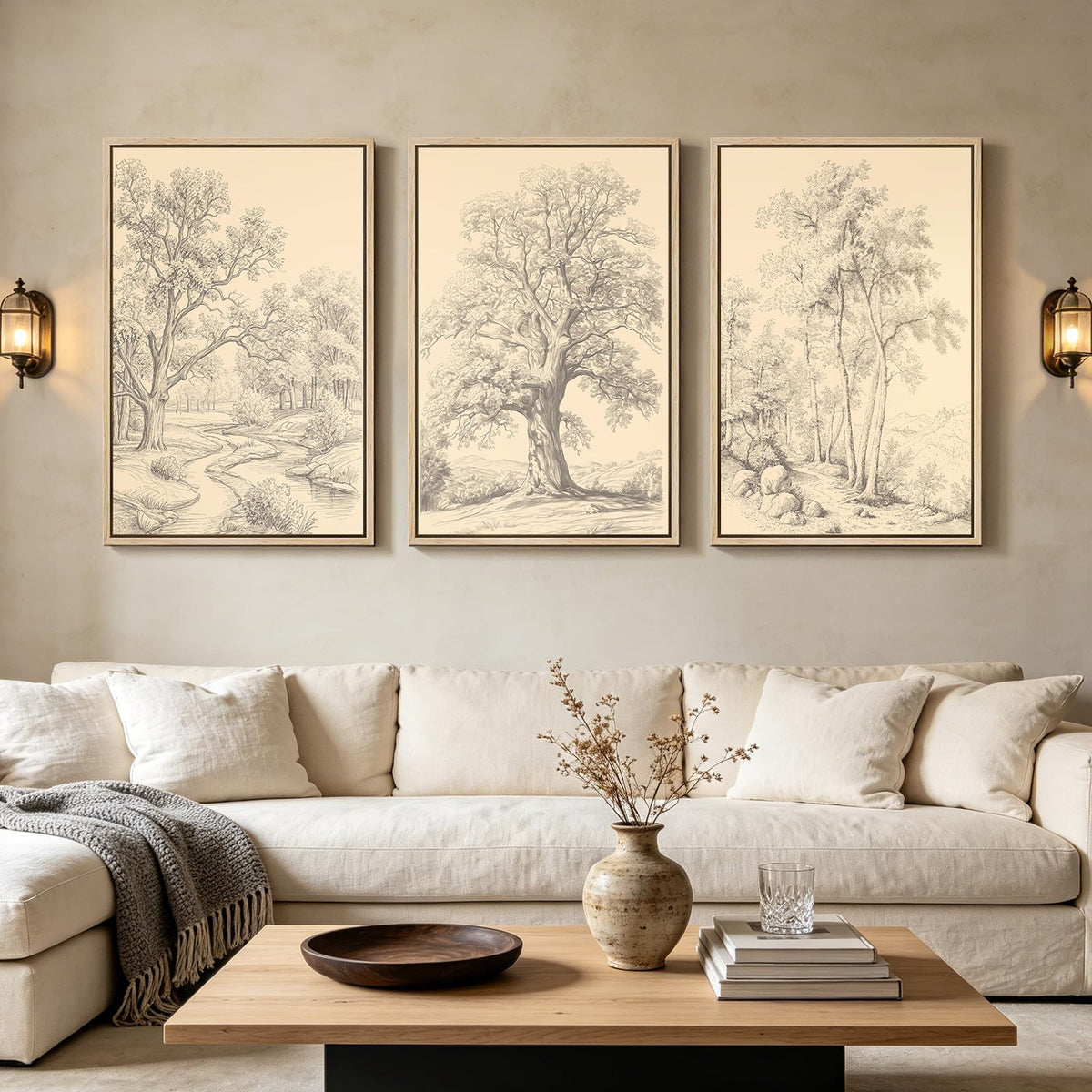 3-Piece Framed Minimalist Canvas Wall Art, 24 x 36 Inch
