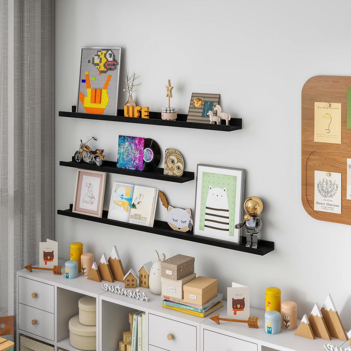 FLYJOE Solid Wood Picture Ledge Display Shelf