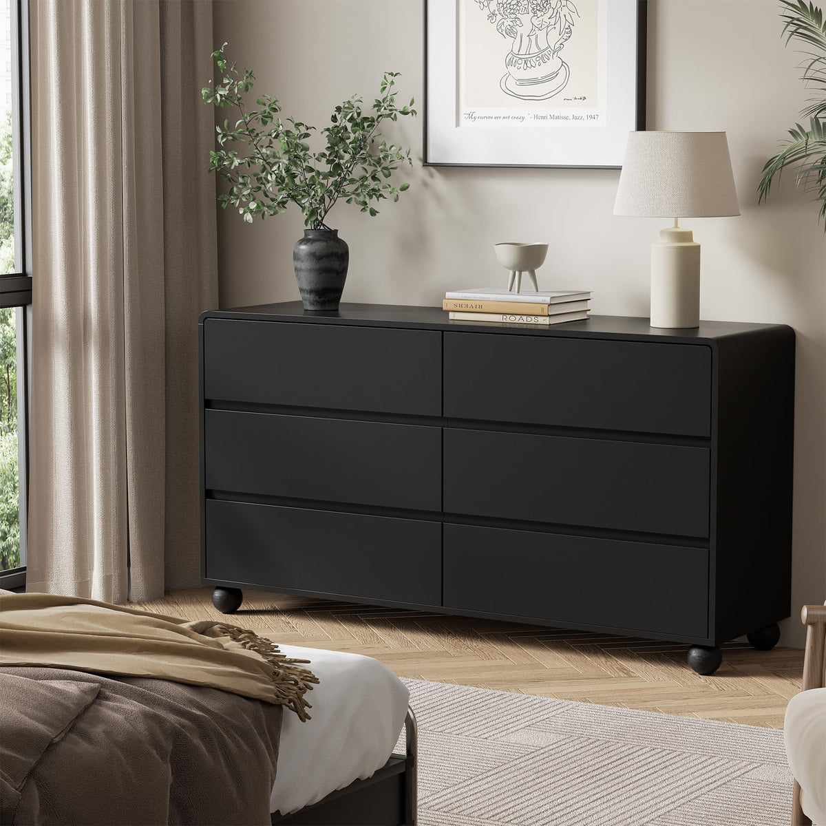 Furniway Modern 6-Drawer Bedroom Dresser with Storage