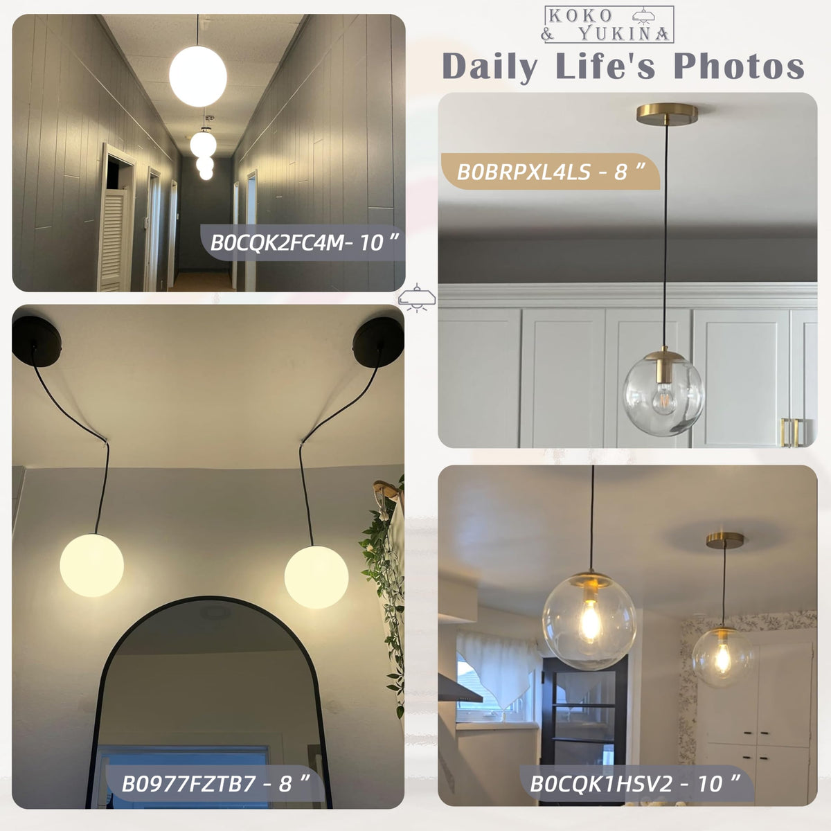 KoKo&Yukina Globe Pendant Lights for Kitchen Island