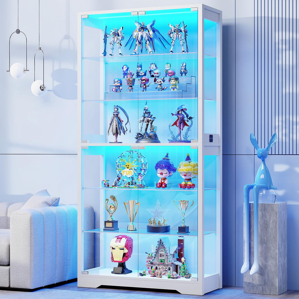 BROTTAR Glass-Door Display Cabinet with Storage Shelves