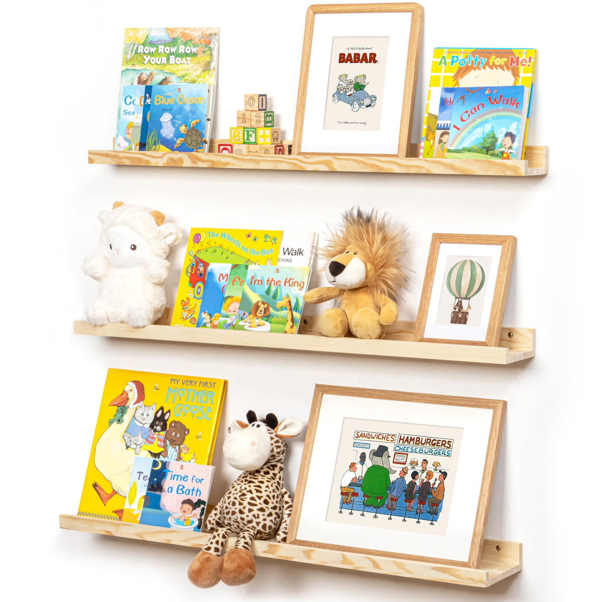 FLYJOE Solid Wood Picture Ledge Display Shelf
