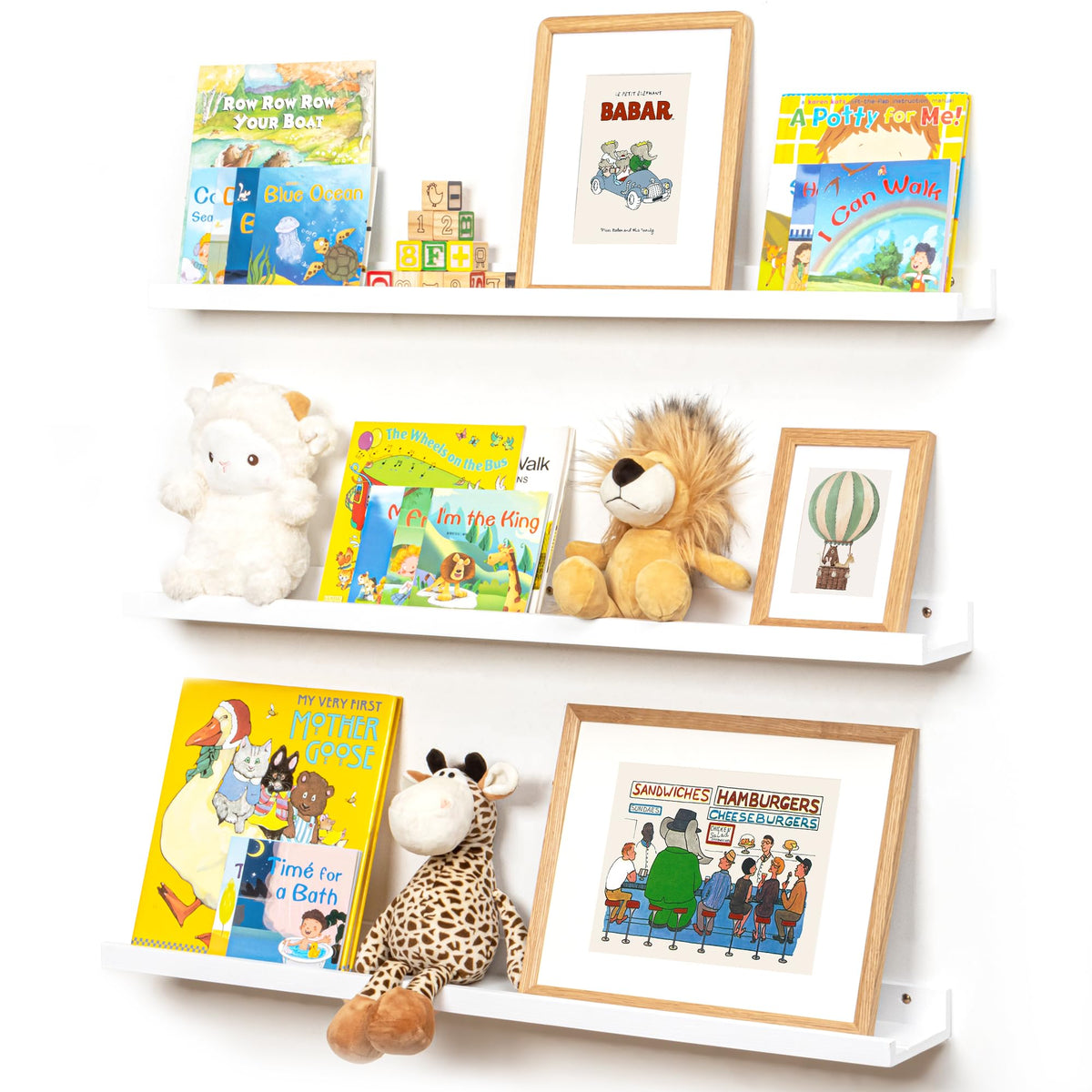 FLYJOE Solid Wood Picture Ledge Display Shelf