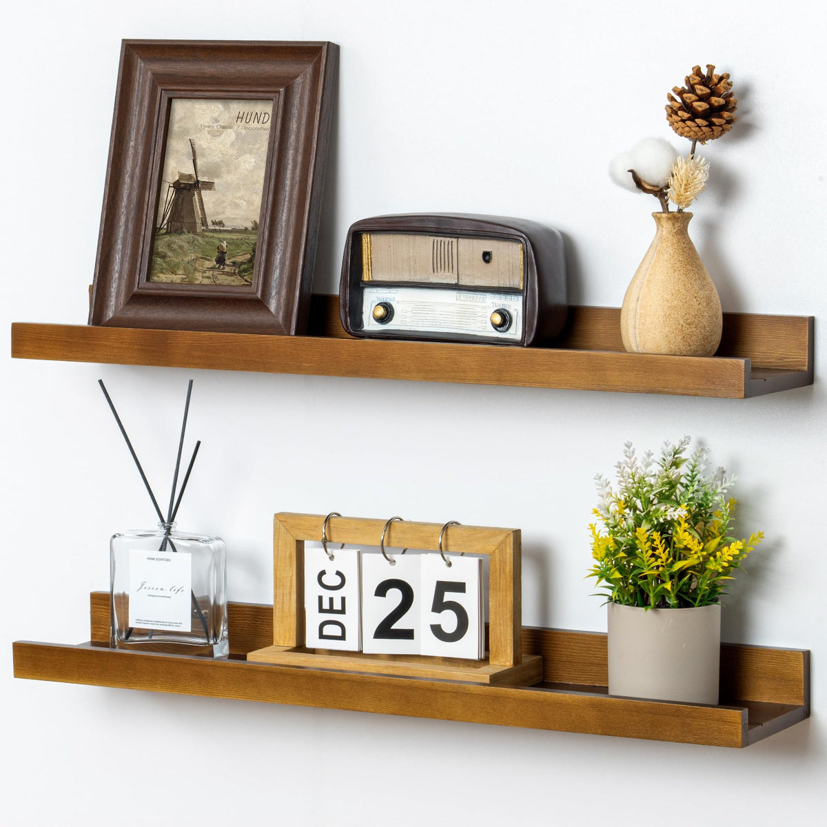 FLYJOE Solid Wood Picture Ledge Display Shelf