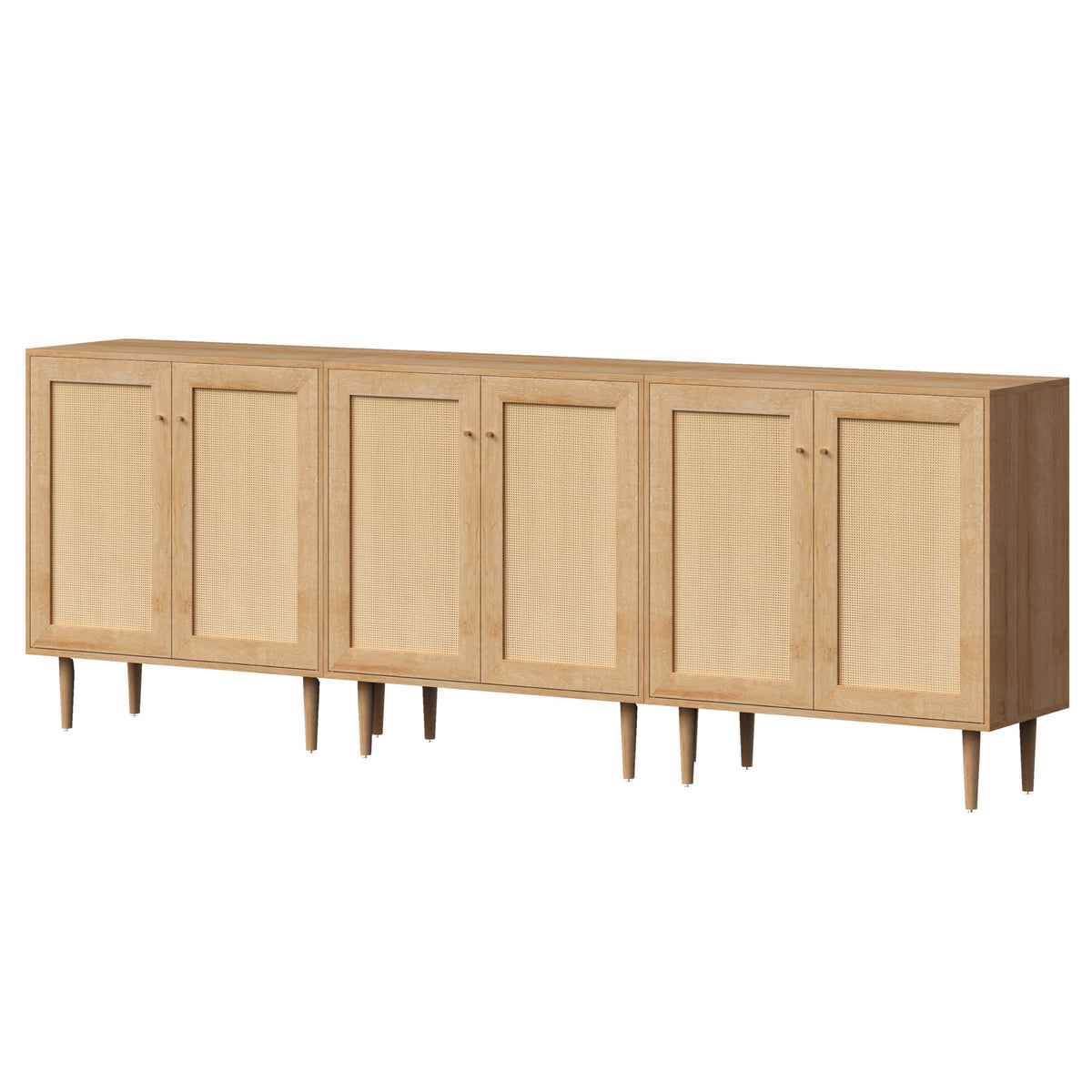 Boho Rattan Sideboard Cabinet with Adjustable Shelves