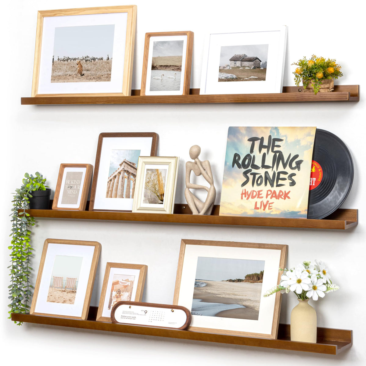 FLYJOE Solid Wood Picture Ledge Display Shelf