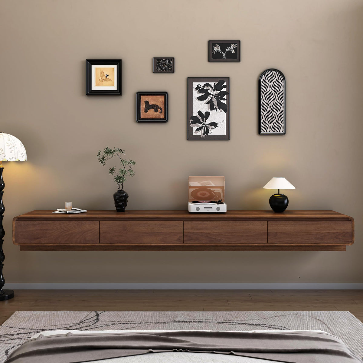 DalyLuxa Floating TV Stand with Power Outlet & Storage