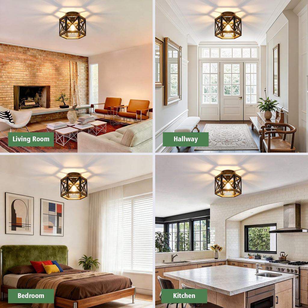 SGLfarmty Farmhouse Semi-Flush Mount Ceiling Light