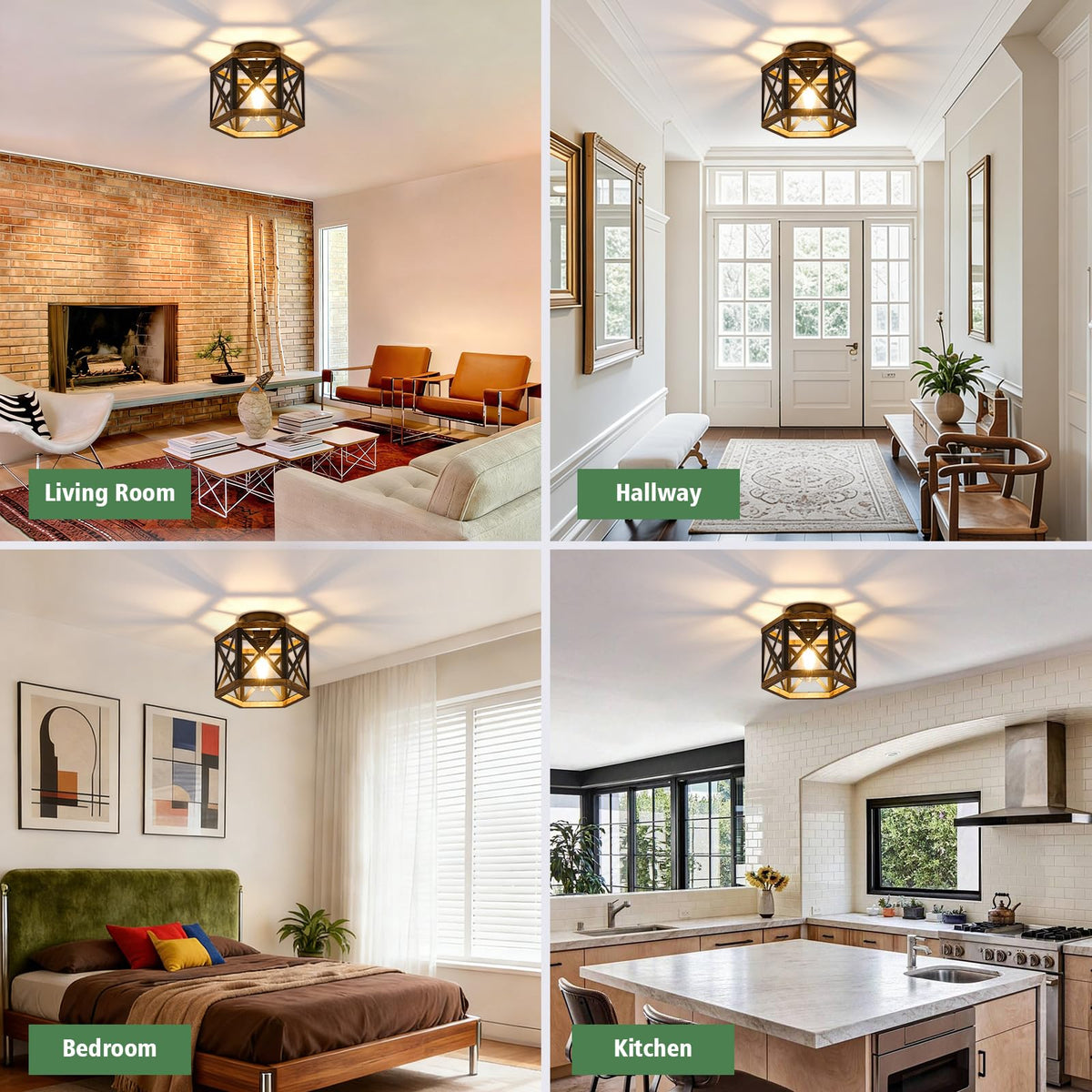 SGLfarmty Farmhouse Semi-Flush Mount Ceiling Light