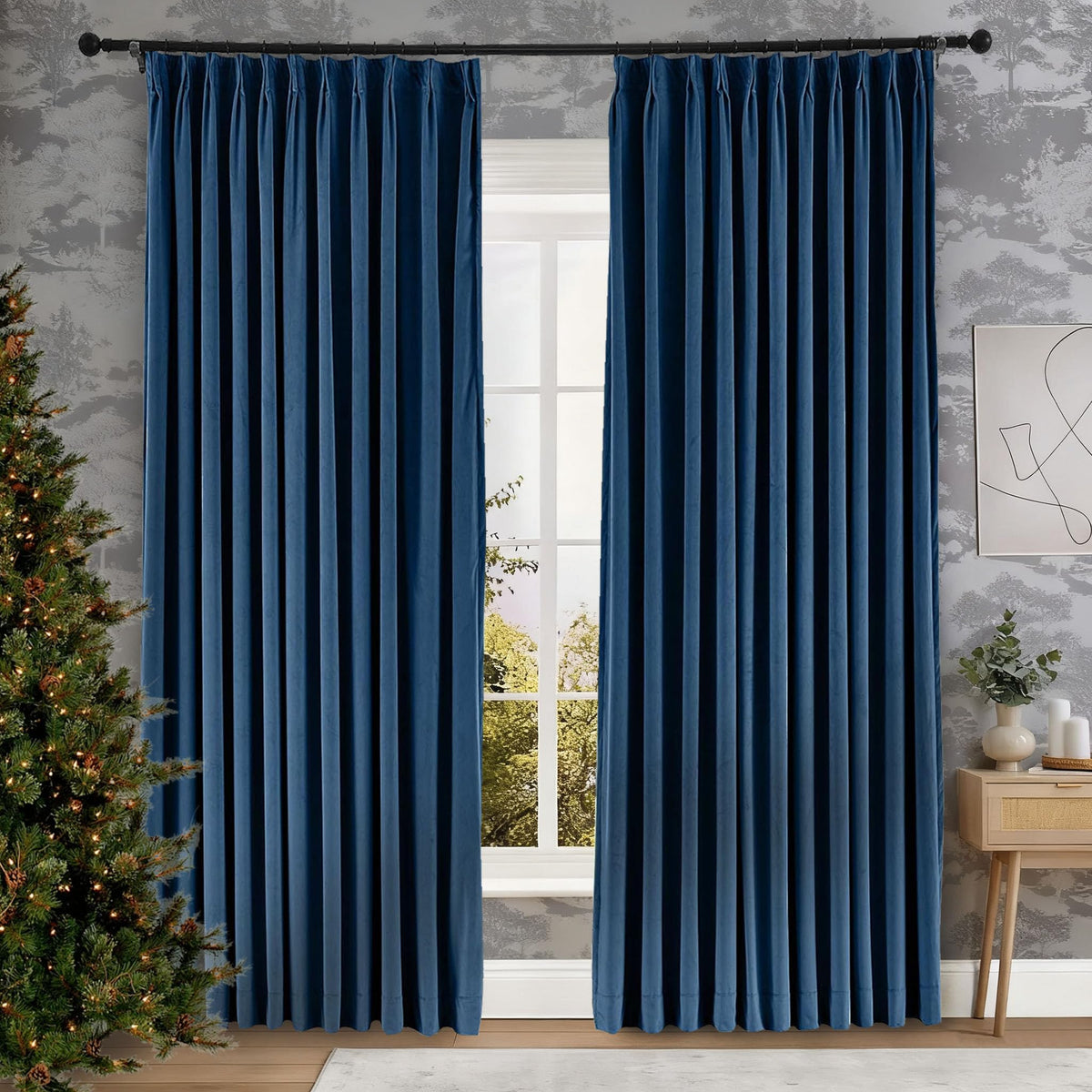 Gewvary Velvet Blackout Pinch Pleat Curtain Panel