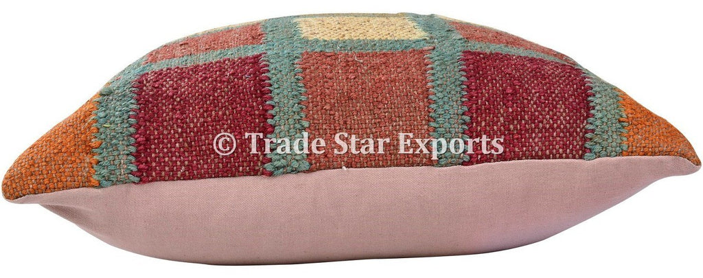 Set of 5 Handmade Jute Kilim Pillow Covers, 18 x 18 Inch