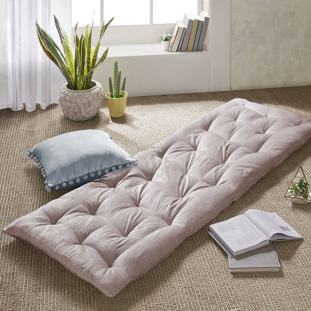 Blush Chenille Lounge Floor Pillow Cushion, 27 x 74 Inch
