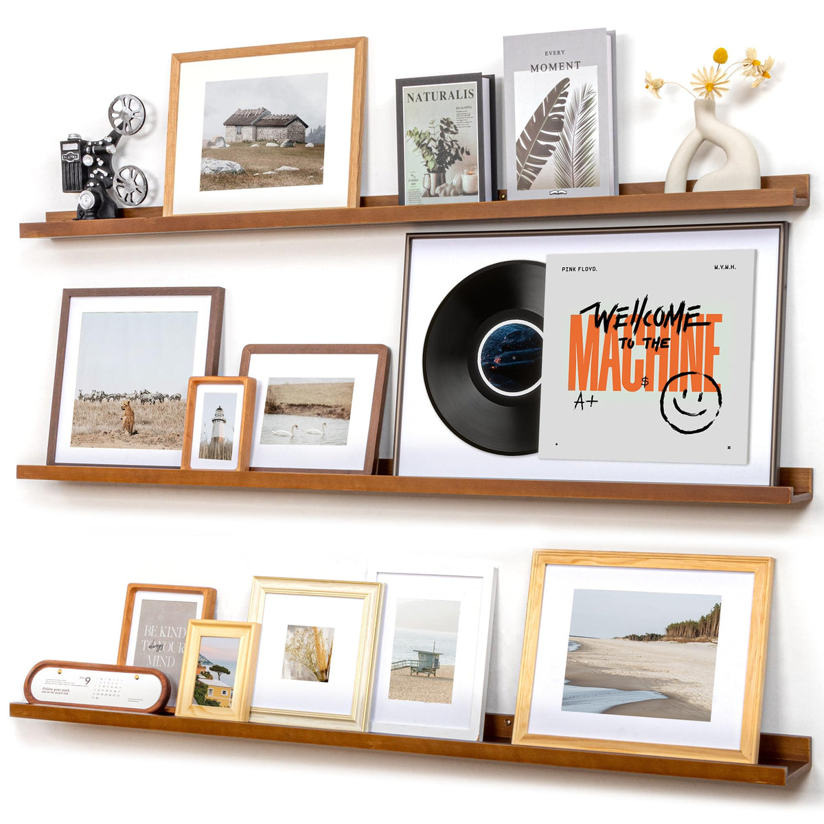 FLYJOE Solid Wood Picture Ledge Display Shelf