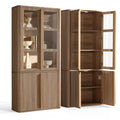 77-Inch Fluted Storage Cabinet with Glass Doors