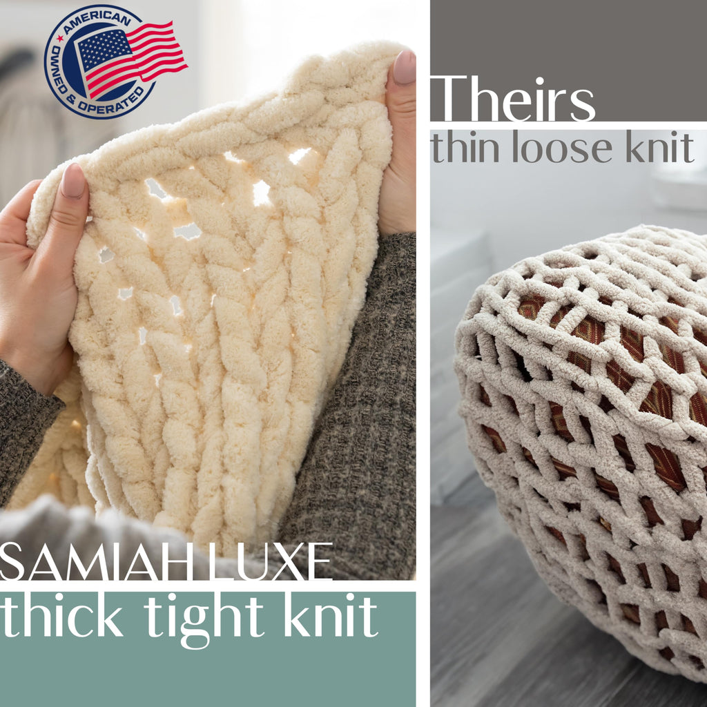 SAMIAH LUXE Chunky Chenille Knit Throw Blanket