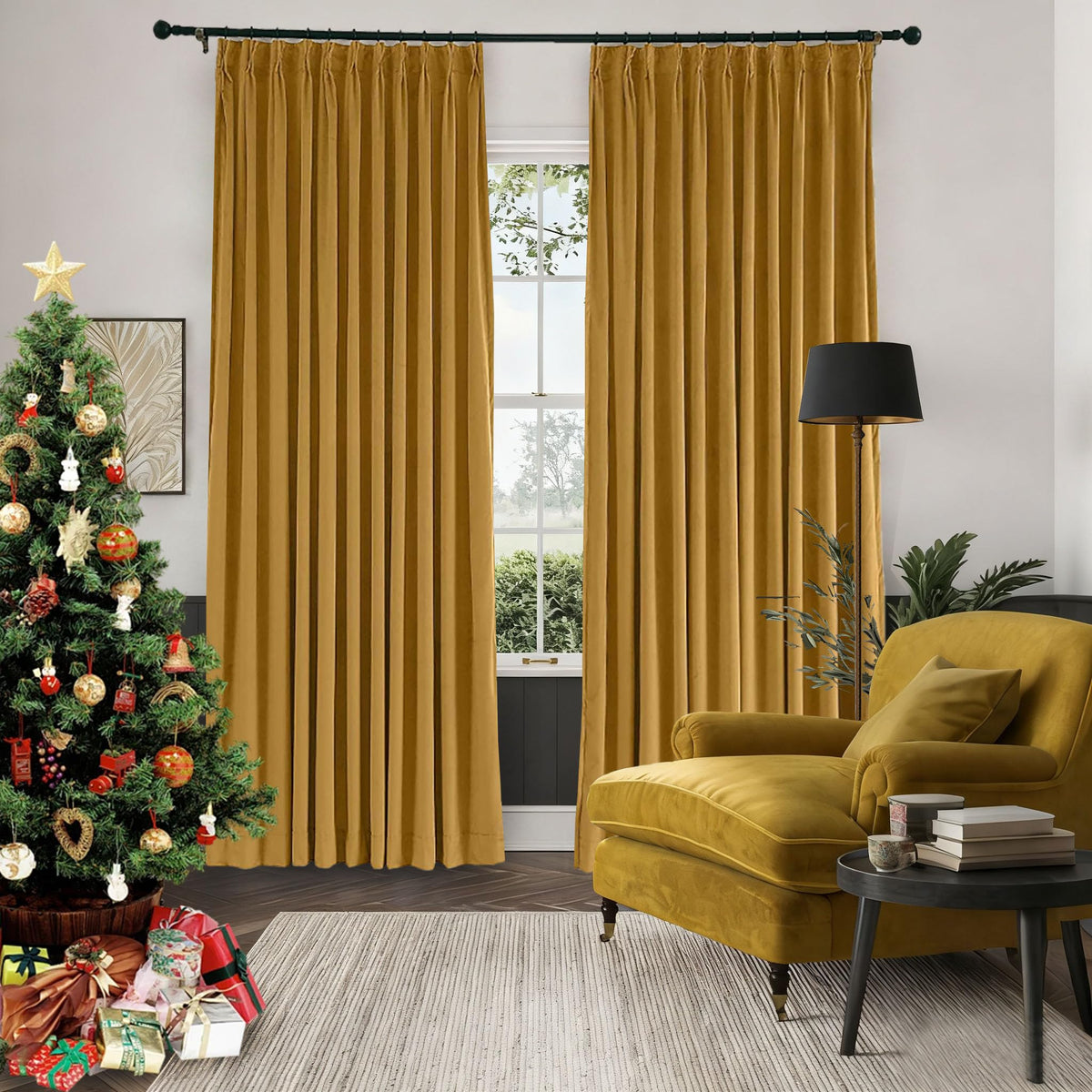 Gewvary Velvet Blackout Pinch Pleat Curtain Panel